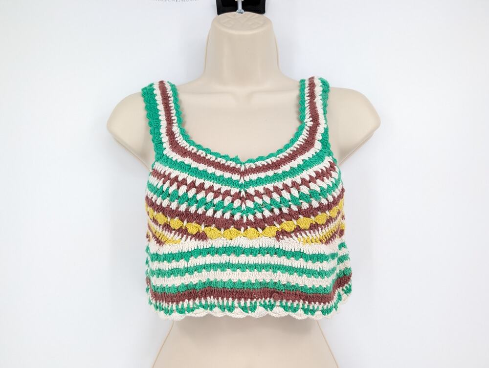 Zara Crochet Colorful Crop Top Tank Size Medium Cottagecore Granny Festival